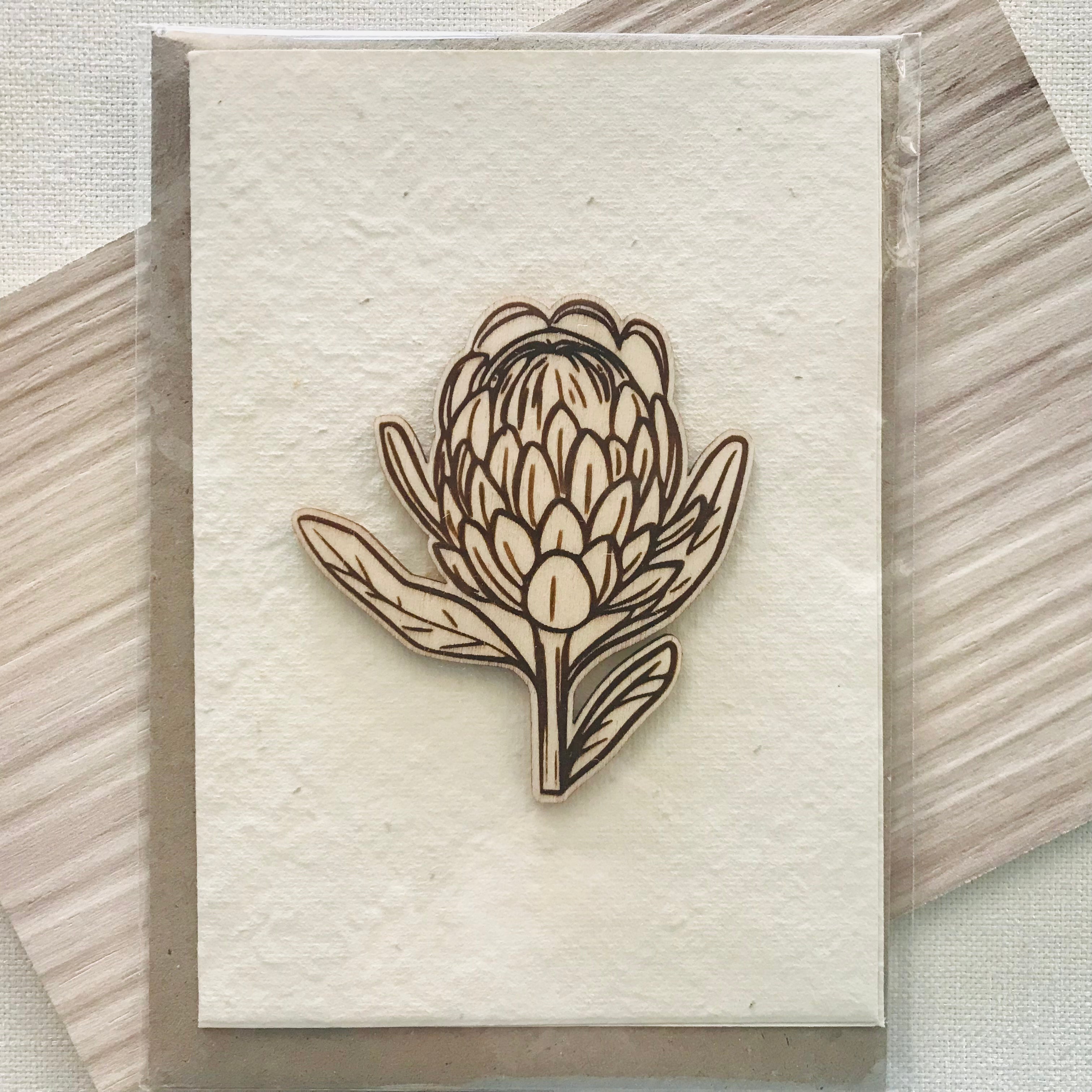 Seed cards with various wooden art