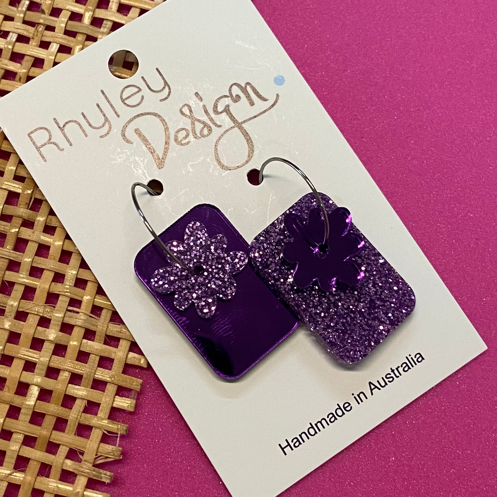 Mismatch Mirror Glitter Earrings - square