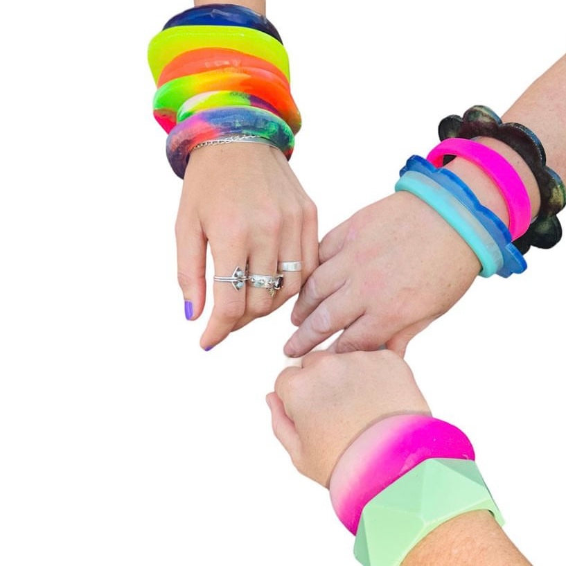 Burst of Colour Resin Bangle - Organic Set