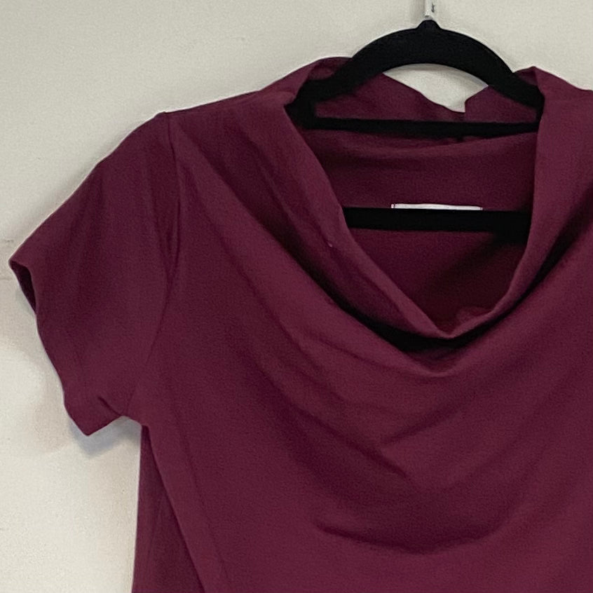 Women's Handmade Cowl Tee - Burgundy