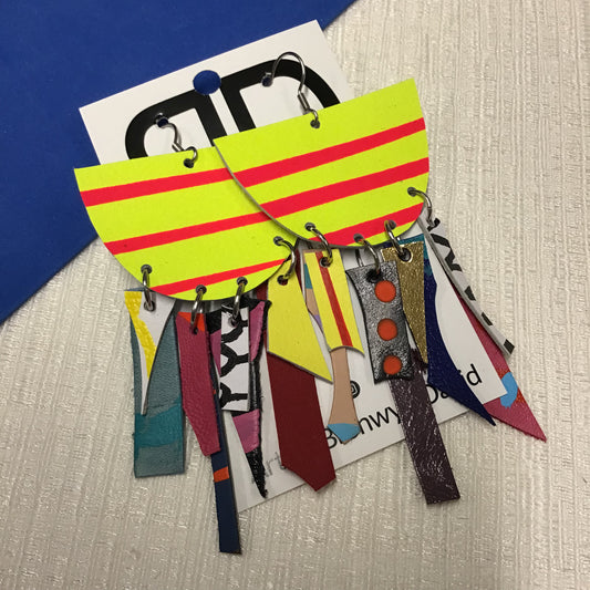 Hand painted leather bold statement earrings - The Jelly Punch