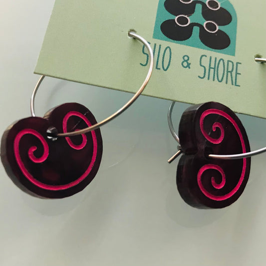 Art Deco Acrylic Earrings - Swirl Mini Hoop