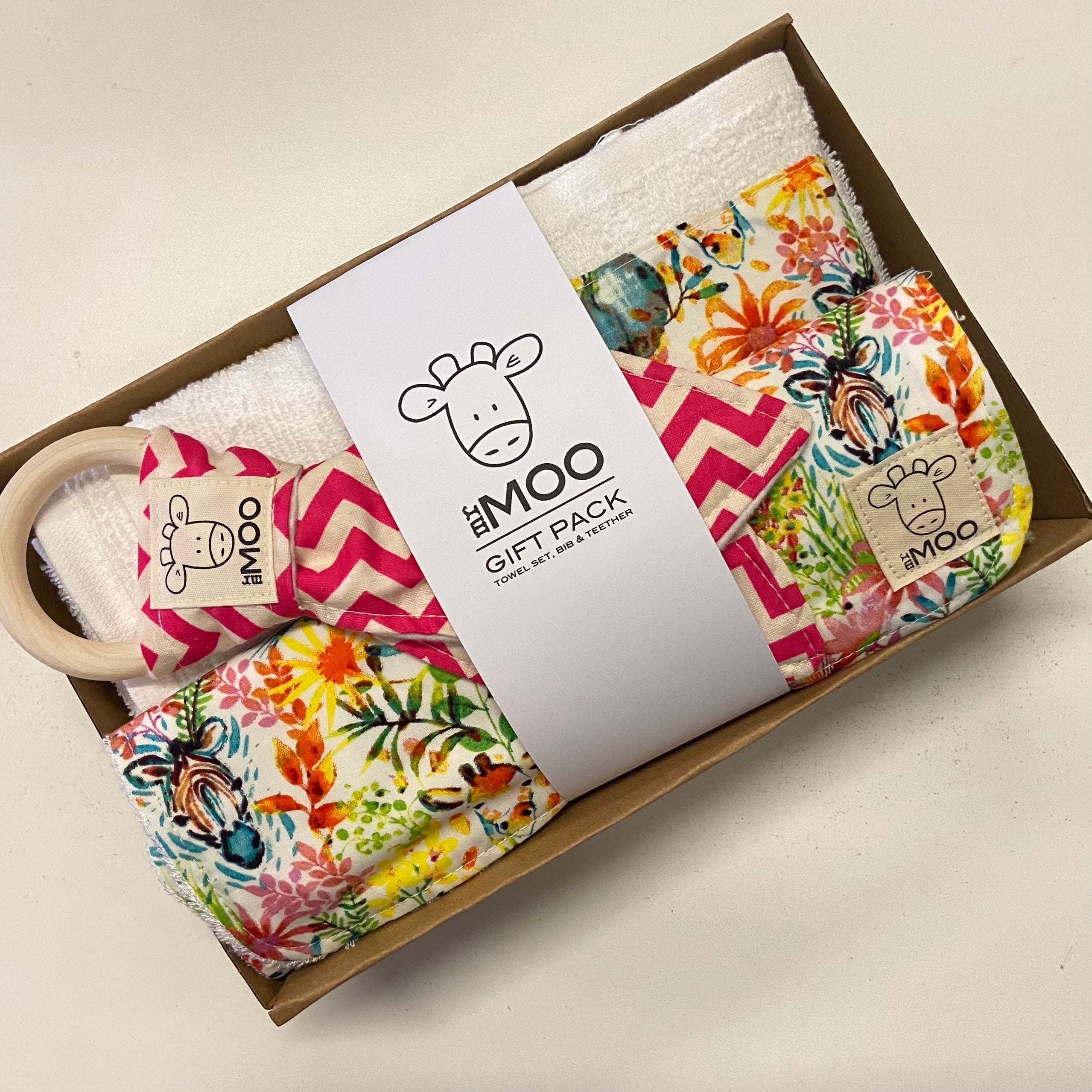 Gift Box - Towel, Face Washer, Bib & Teether