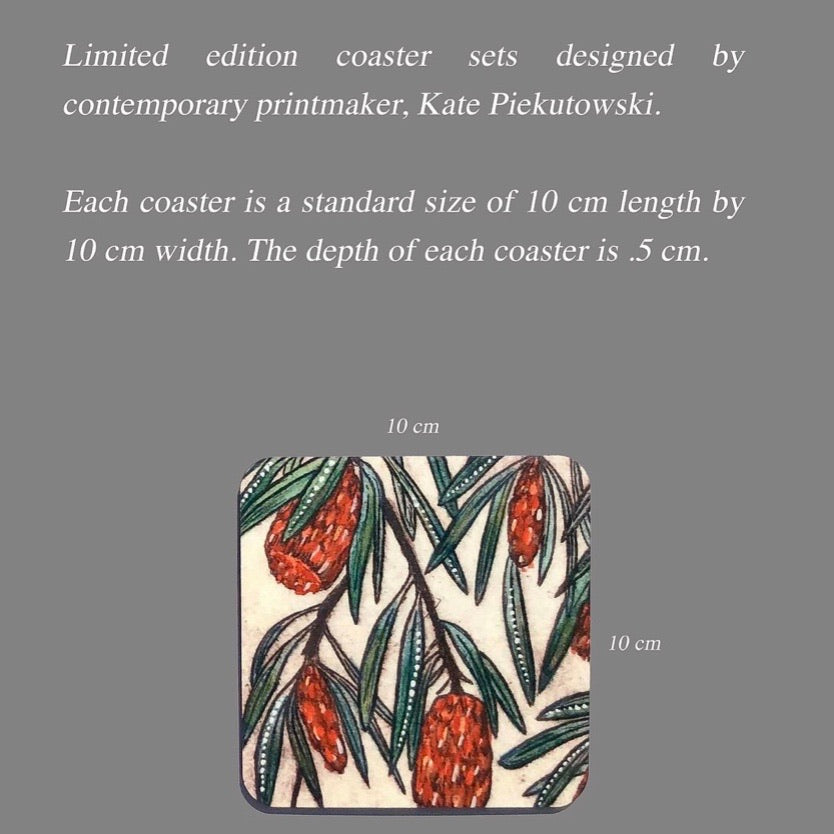 Original Art Print Coaster Set of 6 - Australian Botanical