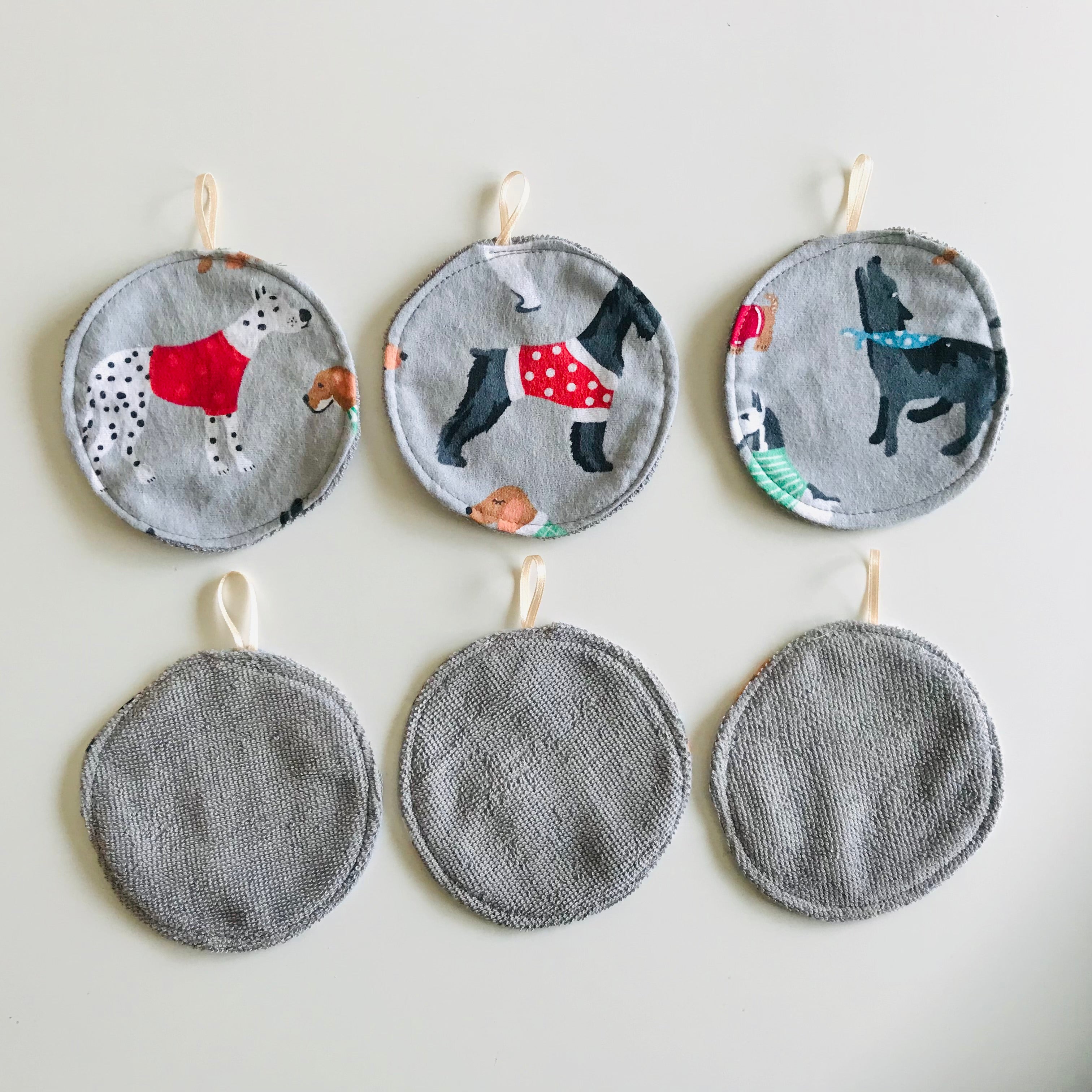 No Waste Reusable Make-up Remover Pads Wipes - flannel / towelling (set of 6)