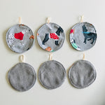No Waste Reusable Make-up Remover Pads Wipes - flannel / towelling (set of 6)