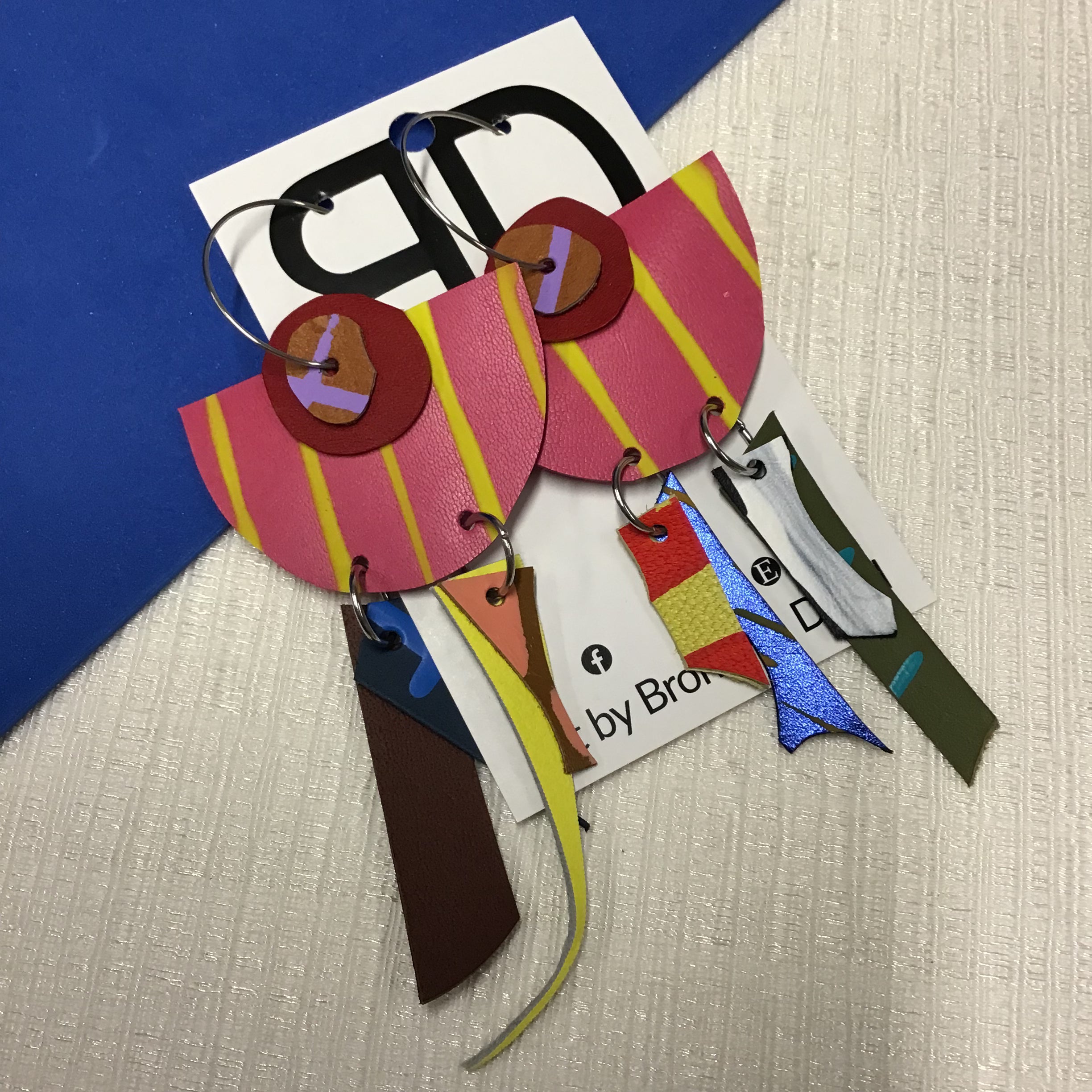Hand painted leather bold statement earrings - The Flip