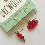 Cloud & Lightening Bolt Hoop Earrings