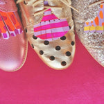 Hand painted leather, faux-leather, perspex & vinyl Shoe Tassel Fringe