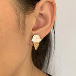 Ice-Cream Laser Cut Timber Stud Earrings