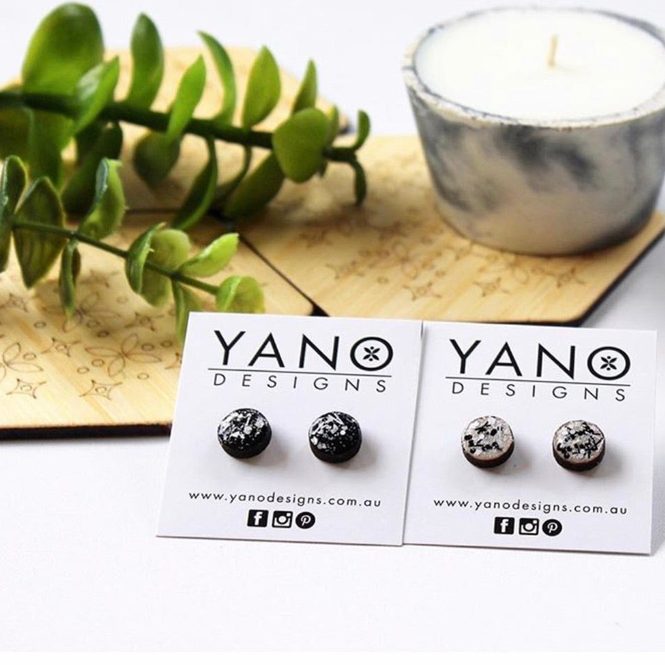 Mini Dot Laser Cut Timber Stud Earrings