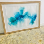 Hand-painted Original Fluid Framed Artwork - A2 Blue & Purple **ON SALE**