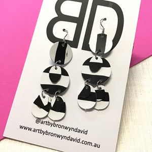 Hand painted leather bold statement earrings - The Juno
