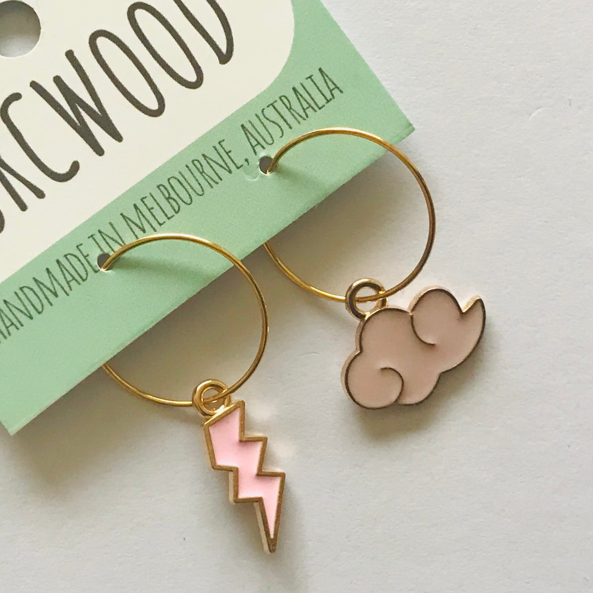 Cloud & Lightening Bolt Hoop Earrings
