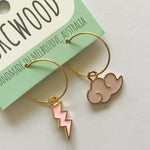 Cloud & Lightening Bolt Hoop Earrings