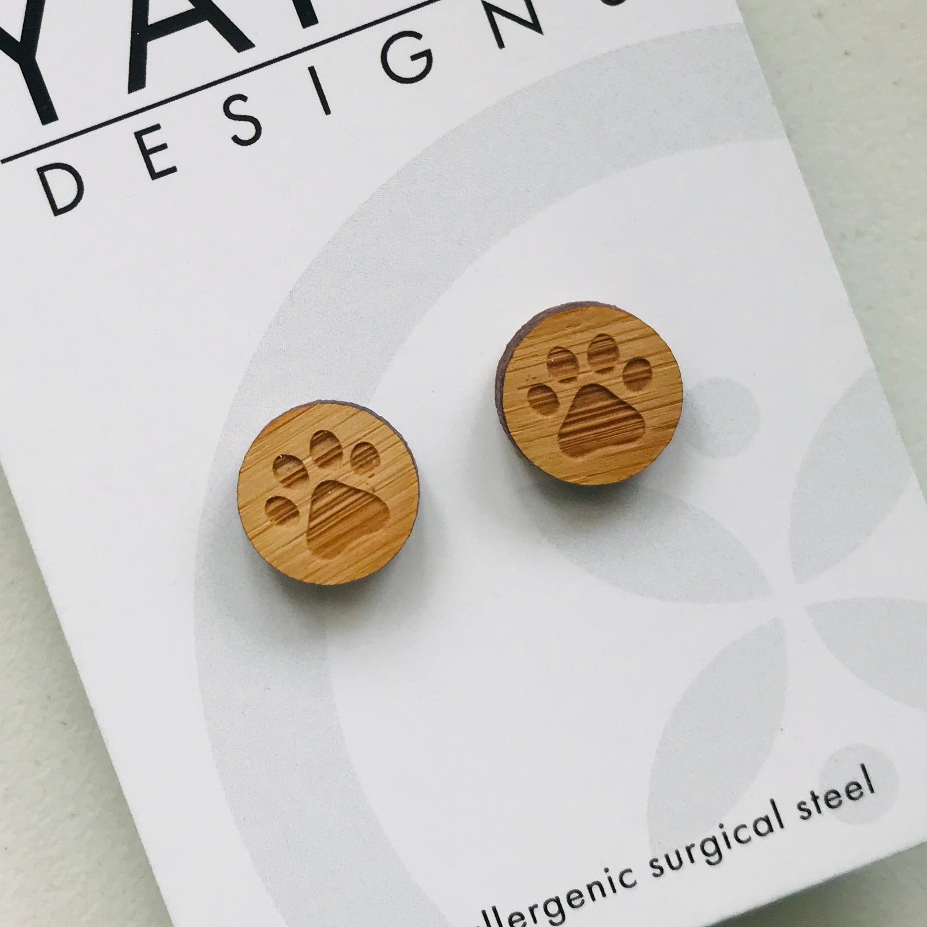 Paw Print Laser Cut Stud Earrings