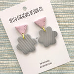 Polymer Clay Handmade Earrings - Concrete, Blush & Mustard
