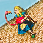 Alice in Wonderland Wood Brooches