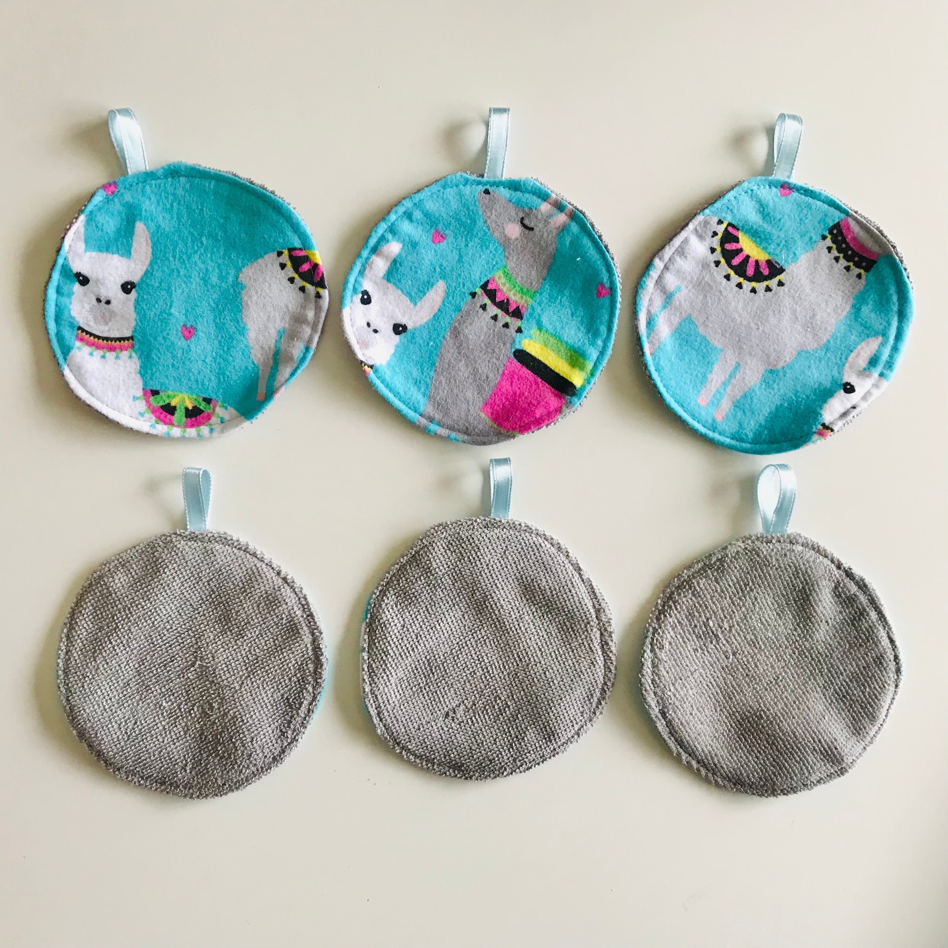 No Waste Reusable Make-up Remover Pads Wipes - flannel / towelling (set of 6)