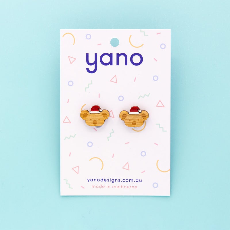 Christmas Koala Laser Cut Stud Earrings