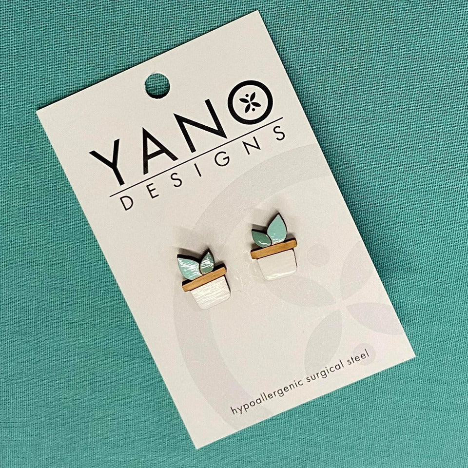 Mini Pot Plant Laser Cut Stud Earrings
