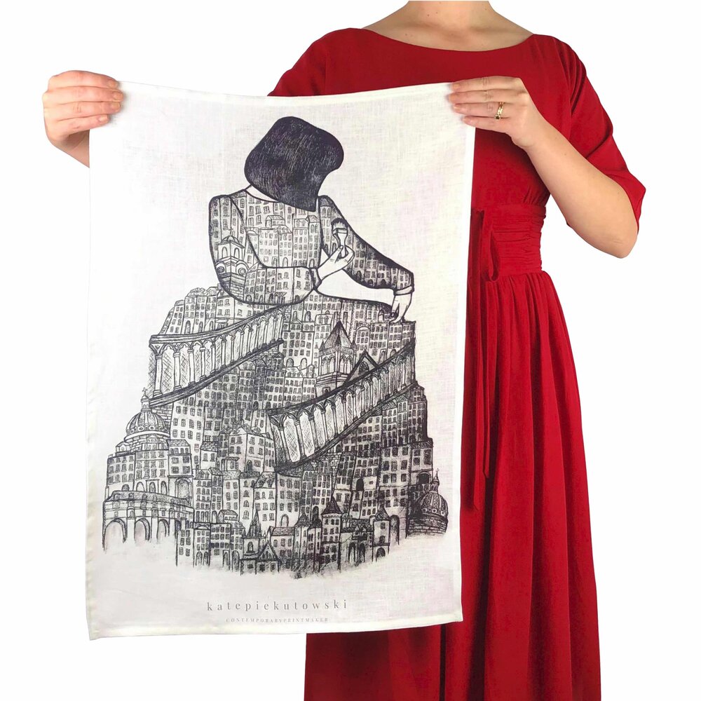Original Art Print Linen Tea Towel
